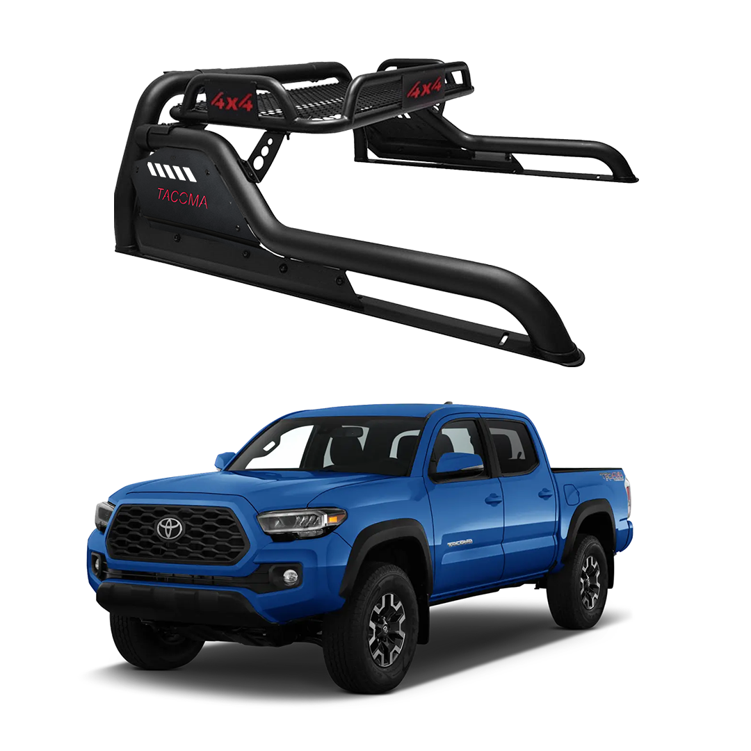 Roll bar de canastilla con pasamanos Tacoma 2022+ con nombre de vehículo