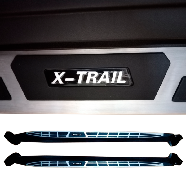 Estribos fijos planos Ni X-trail 2016+ con logo - Imagen 2
