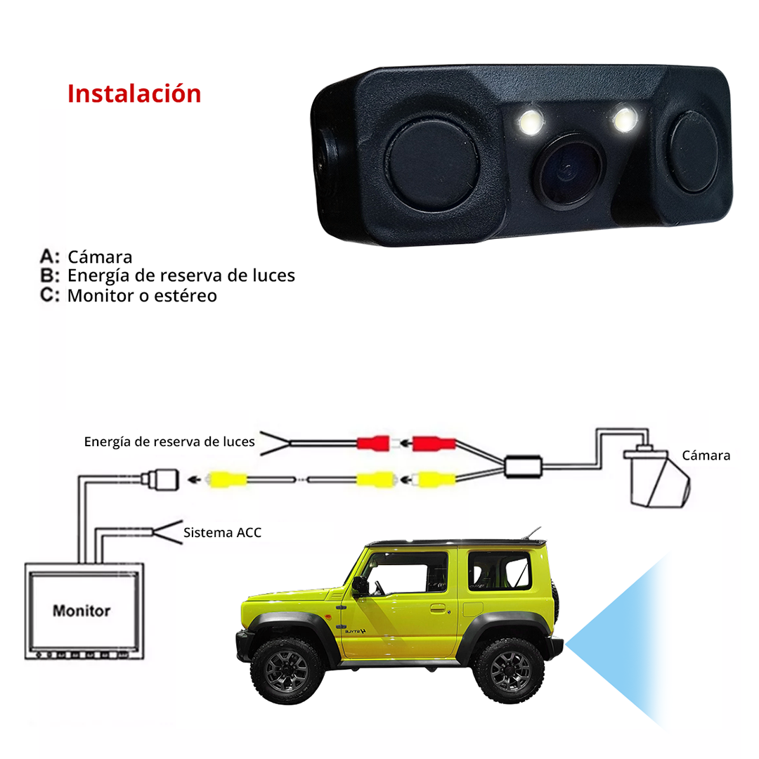 Cámara de reversa con sensores integrados para Suzuki Jimny 2021+ - Imagen 4